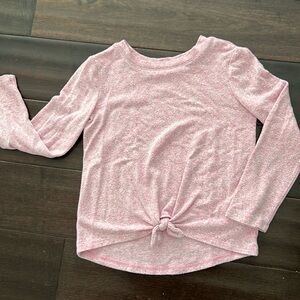 Gap kids 6-7 heather pink tie front long sleeve super soft t-shirt